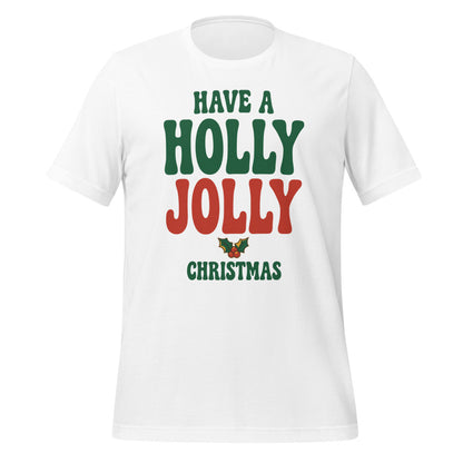 Groovy Holly Jolly retro Christmas tee — White, front