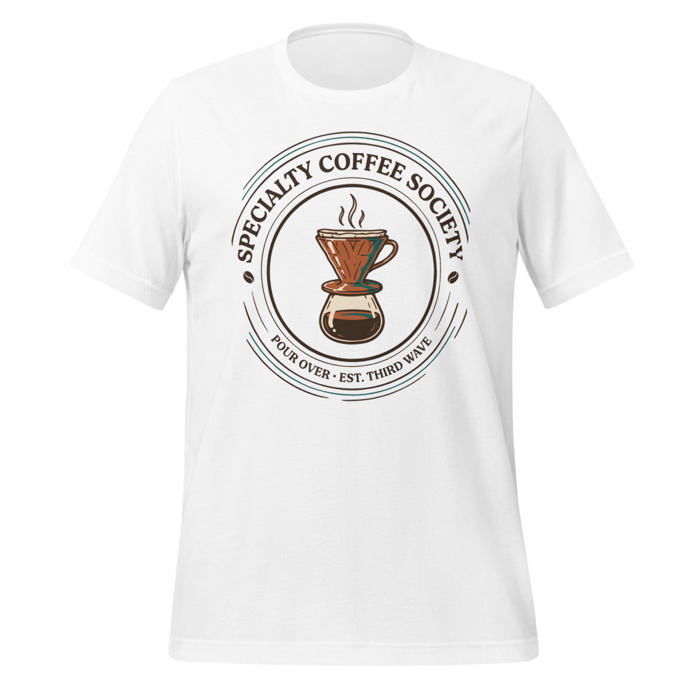 Specialty Coffee Society specialty coffee tee — White, front