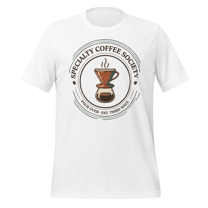 Specialty Coffee Society specialty coffee tee — White, front