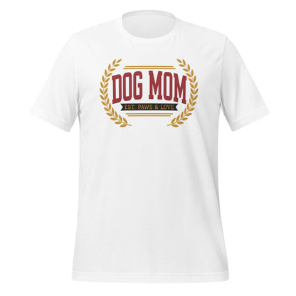 Dog Mom vintage varsity wordmark tee — White, front