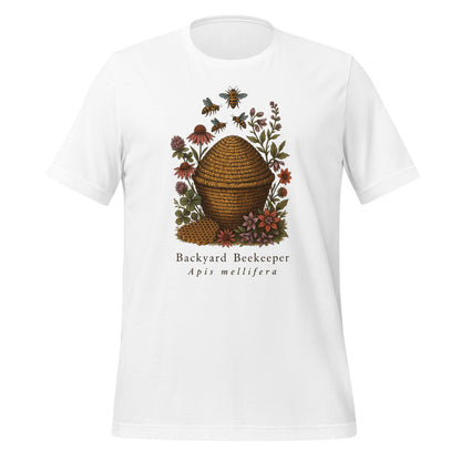 Backyard Beekeeper field-guide bee tee — White, front