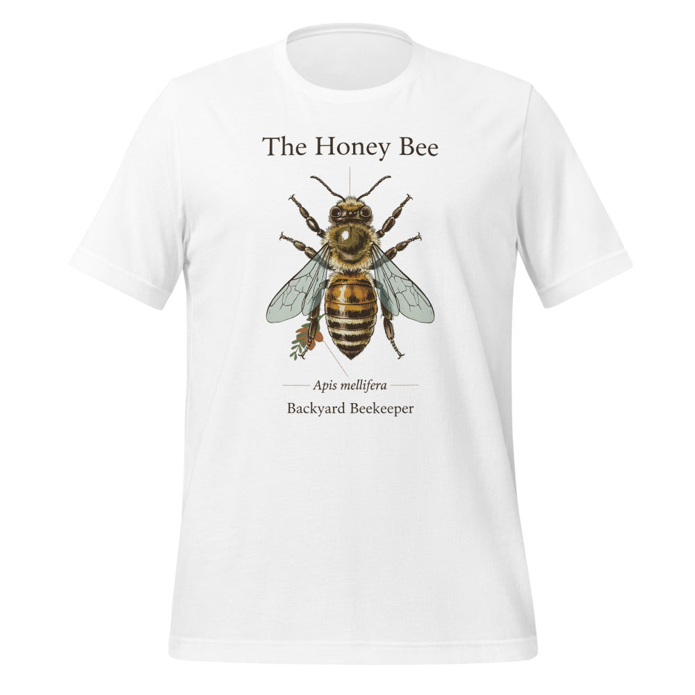The Honey Bee Apis mellifera anatomical tee — White, front
