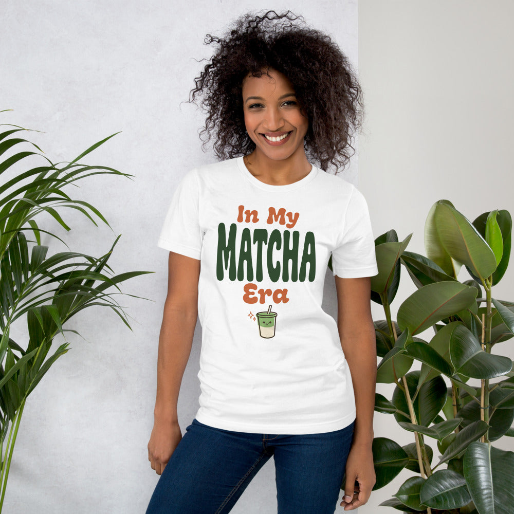 In My Matcha Era retro matcha tee — White, on model