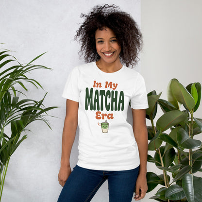 In My Matcha Era retro matcha tee — White, on model