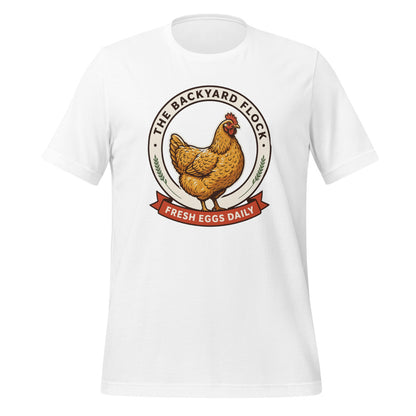 Backyard Flock heritage chicken keeper tee — White, front