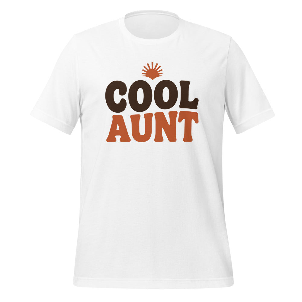 Cool Aunt retro groovy aunt tee — White, front