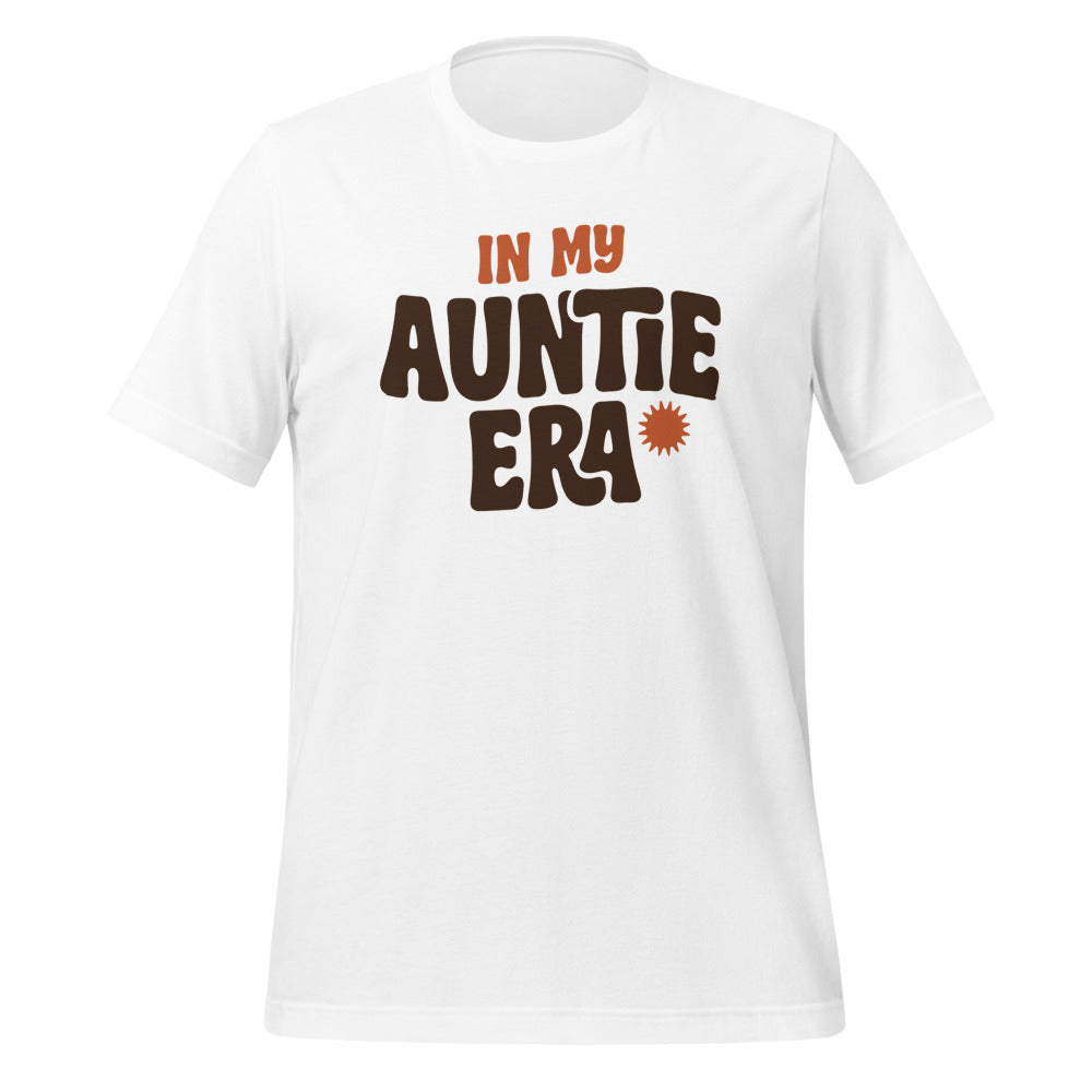 In My Auntie Era retro groovy aunt tee — White, front