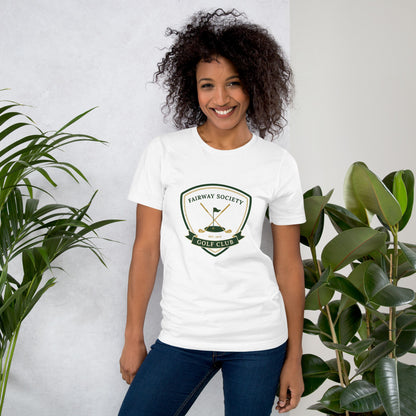 Fairway Society vintage golf club crest tee — White, on model
