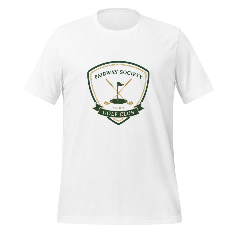 Fairway Society vintage golf club crest tee — White, front