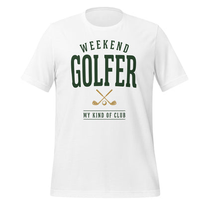 Weekend Golfer vintage golf wordmark tee — White, front