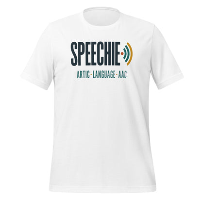 Speechie Wordmark speech therapy tee — White, front