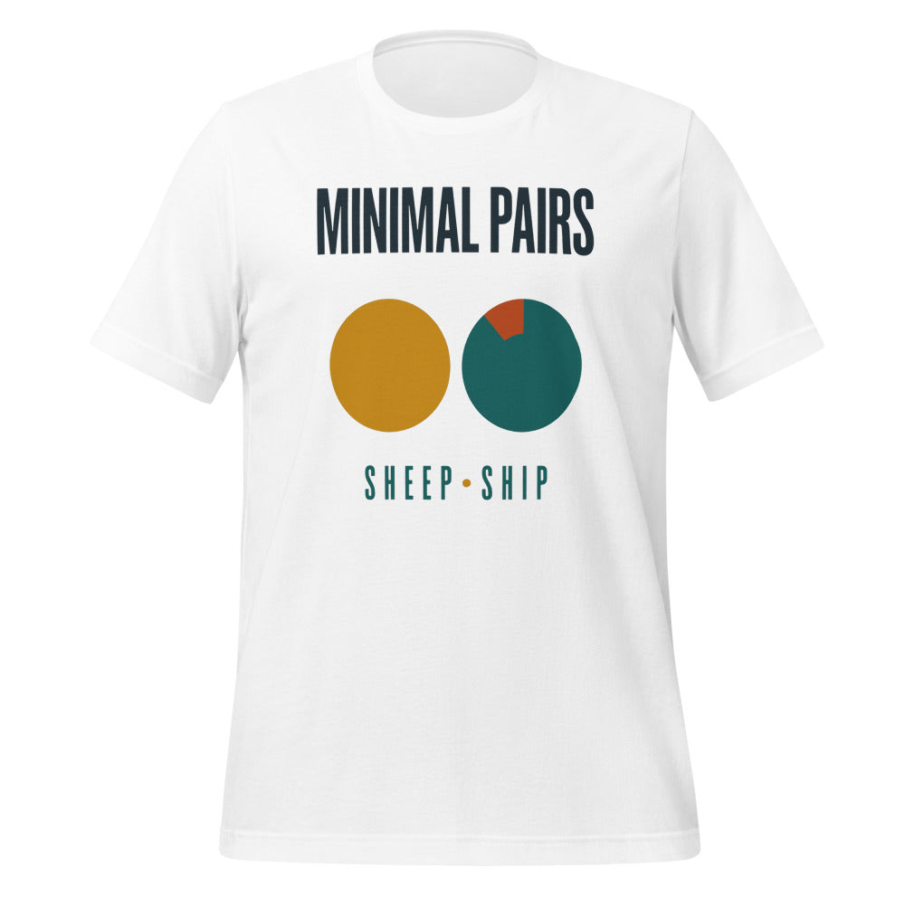Minimal Pairs speech therapy tee — White, front
