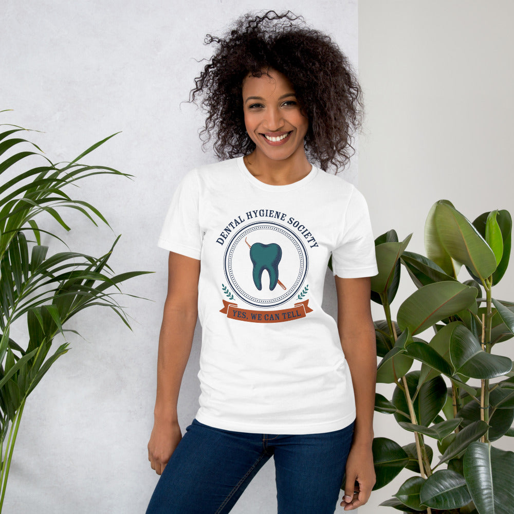 Dental Hygiene Society dental hygienist tee — White, on model