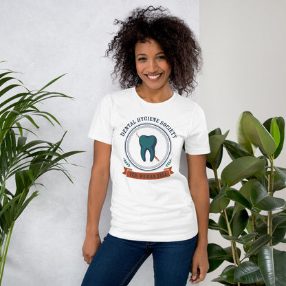 Dental Hygiene Society dental hygienist tee — White, on model