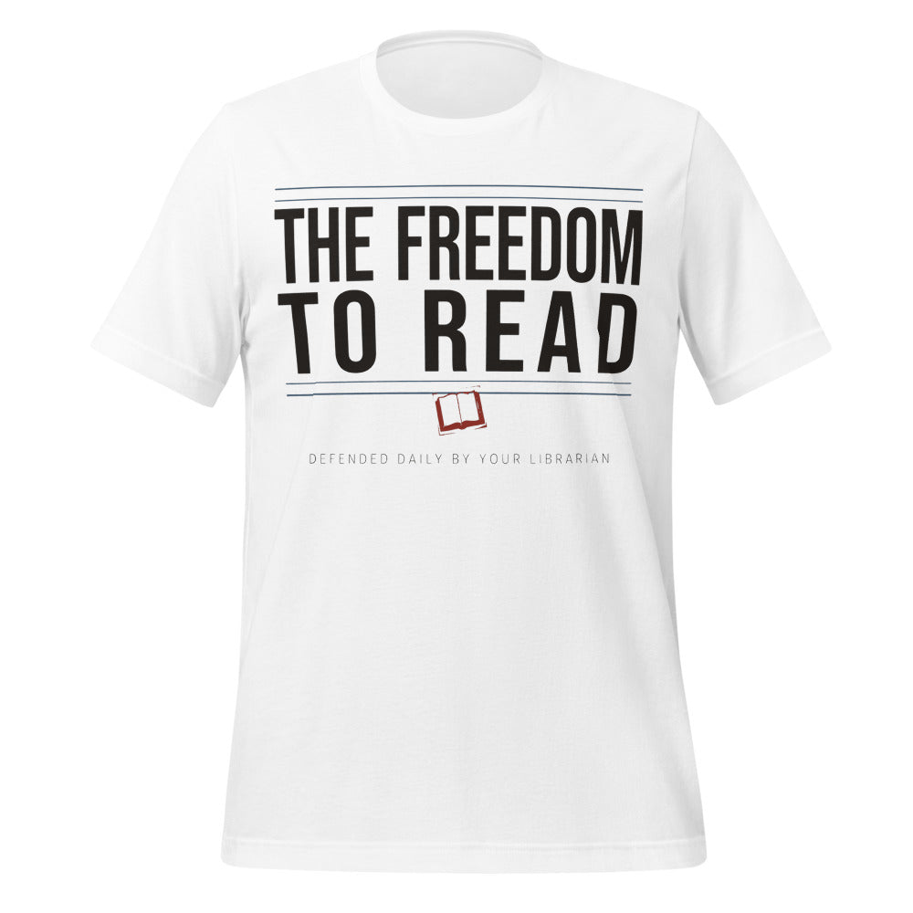 The Freedom to Read school librarian tee — White, front