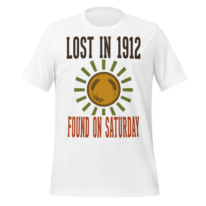 Lost in 1912 Found on Saturday retro metal detecting tee — White, front