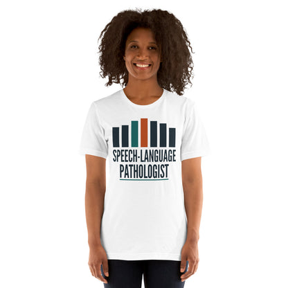 Mid-Century Clinic speech therapy tee — White, on model