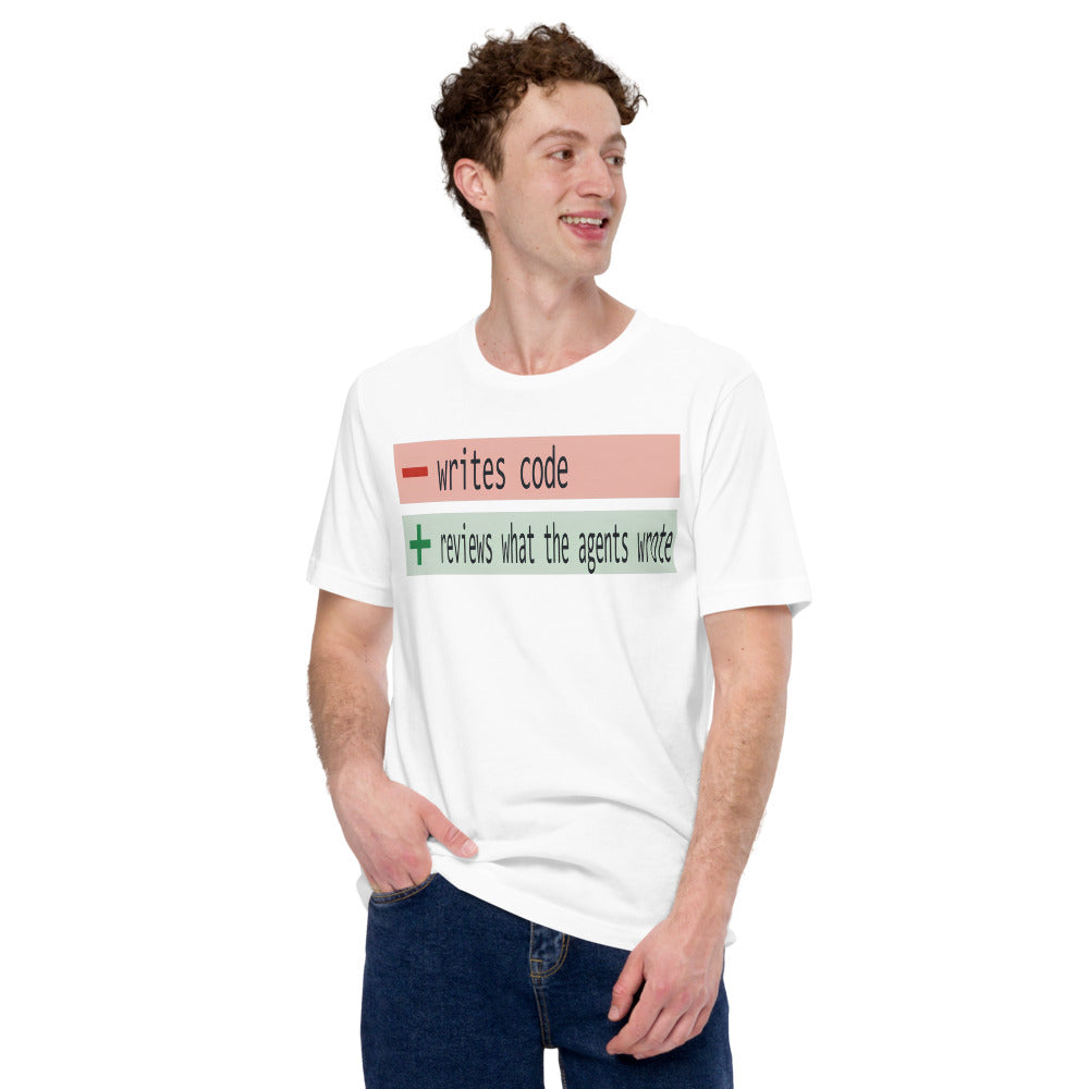 The Diff agentic AI engineer tee — White, on model