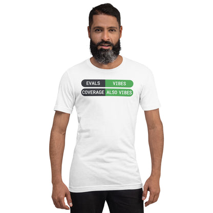 Eval Suite Vibes agentic AI engineer tee — White, on model