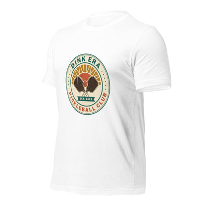 Dink Era Pickleball Club retro tee — White, front-right