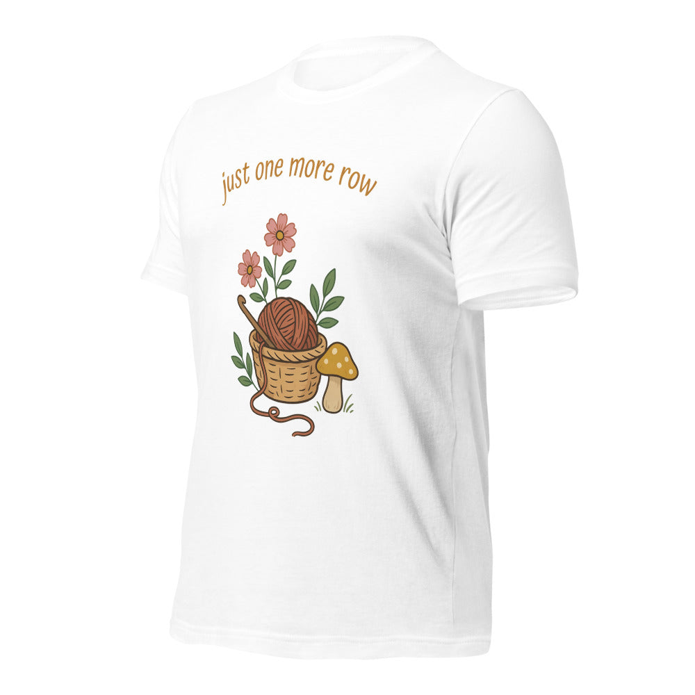 Just One More Row crochet cottagecore tee — White, front-right