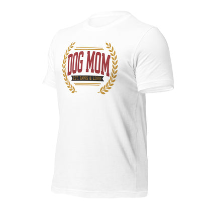 Dog Mom vintage varsity wordmark tee — White, front-right