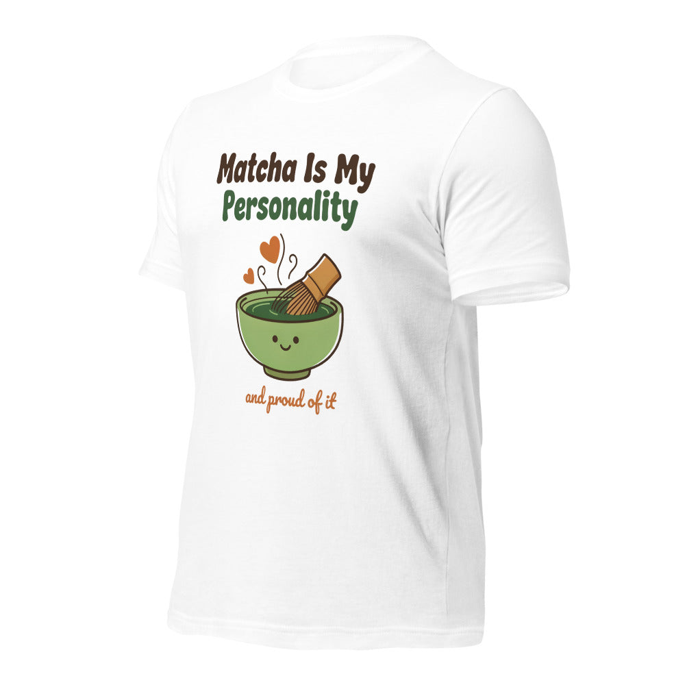 Matcha Is My Personality retro matcha tee — White, front-right