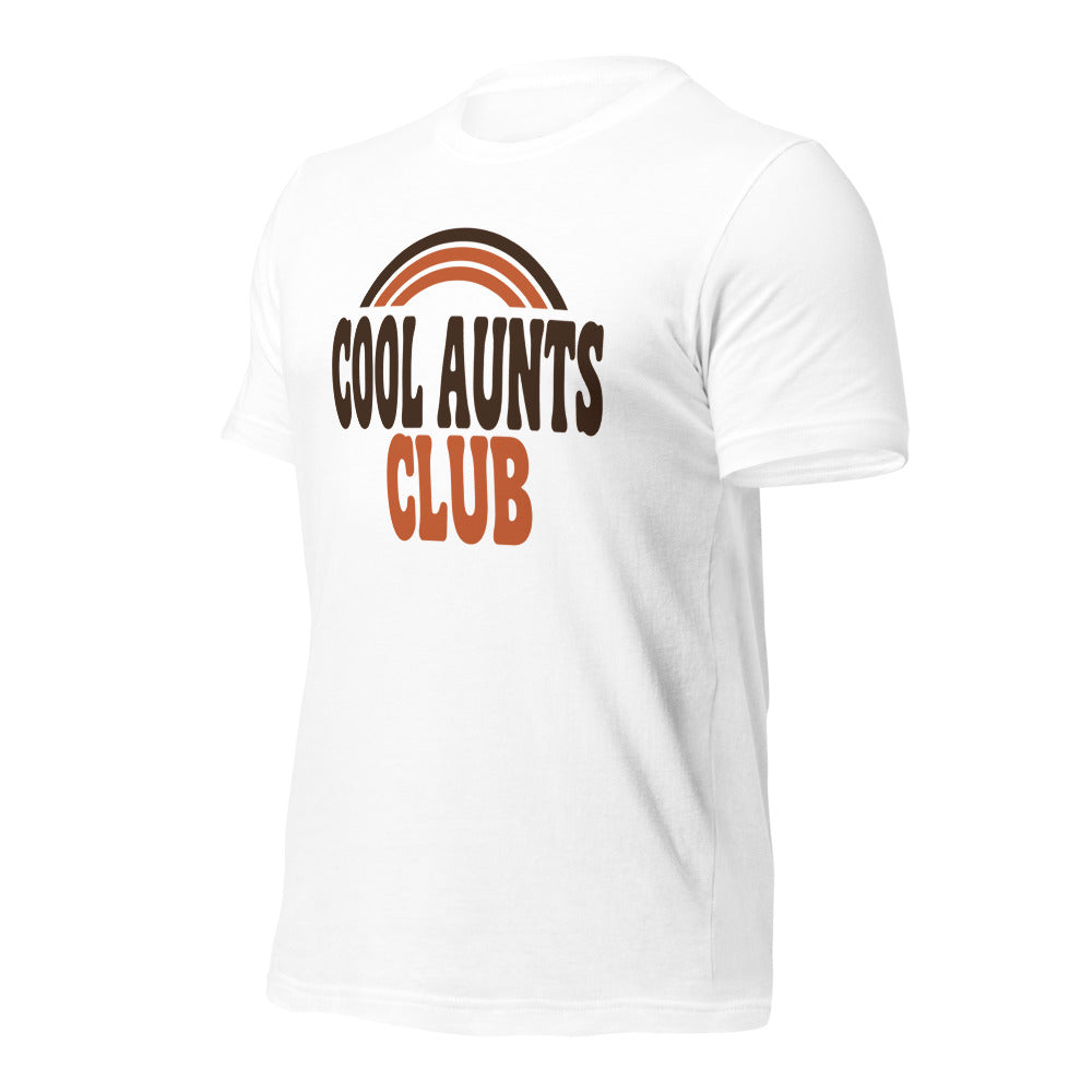 Cool Aunts Club retro groovy aunt tee — White, front-right