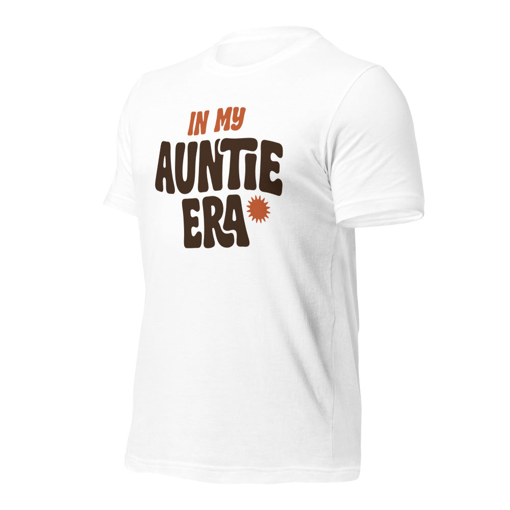In My Auntie Era retro groovy aunt tee — White, front-right