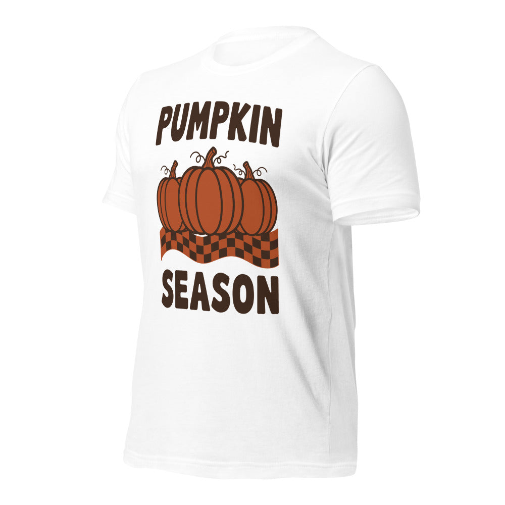 Pumpkin Season retro 70s fall t-shirt — White, front-right