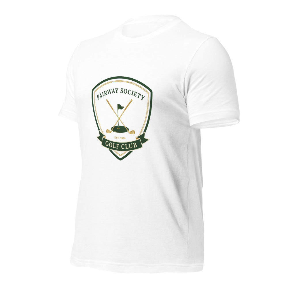 Fairway Society vintage golf club crest tee — White, front-right