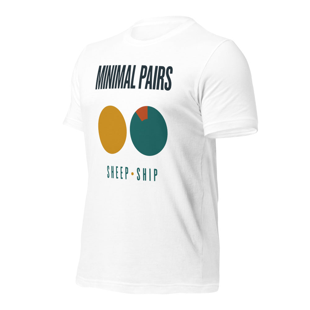 Minimal Pairs speech therapy tee — White, front-right