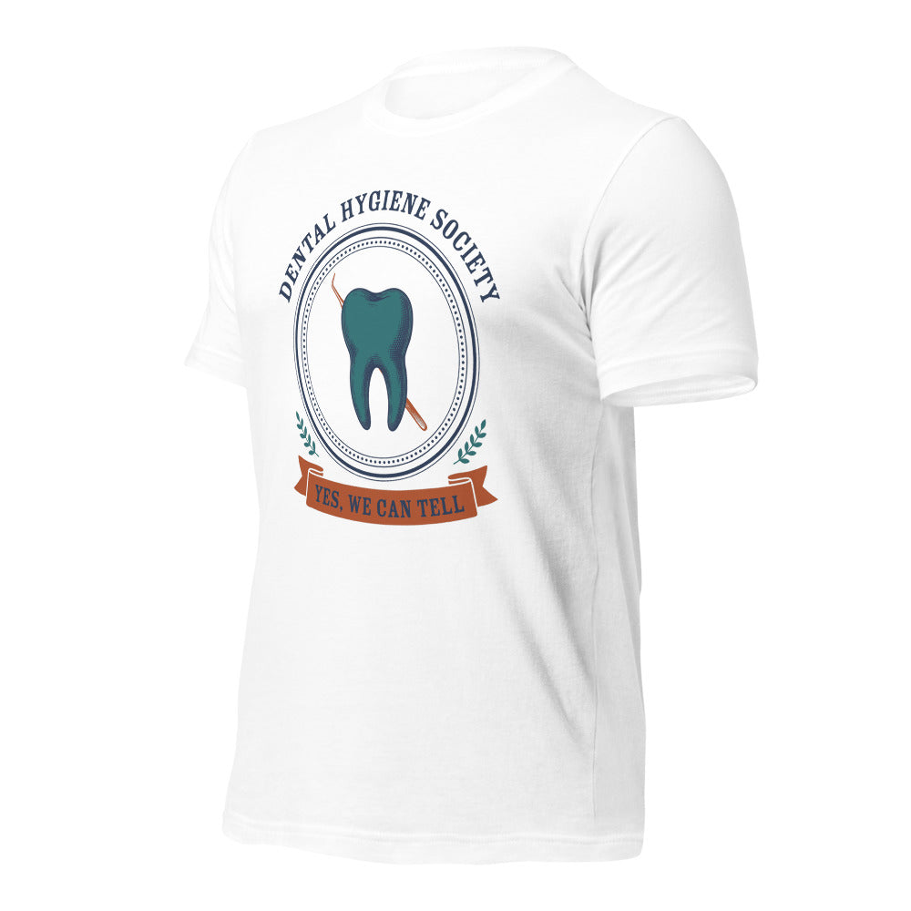 Dental Hygiene Society dental hygienist tee — White, front-right