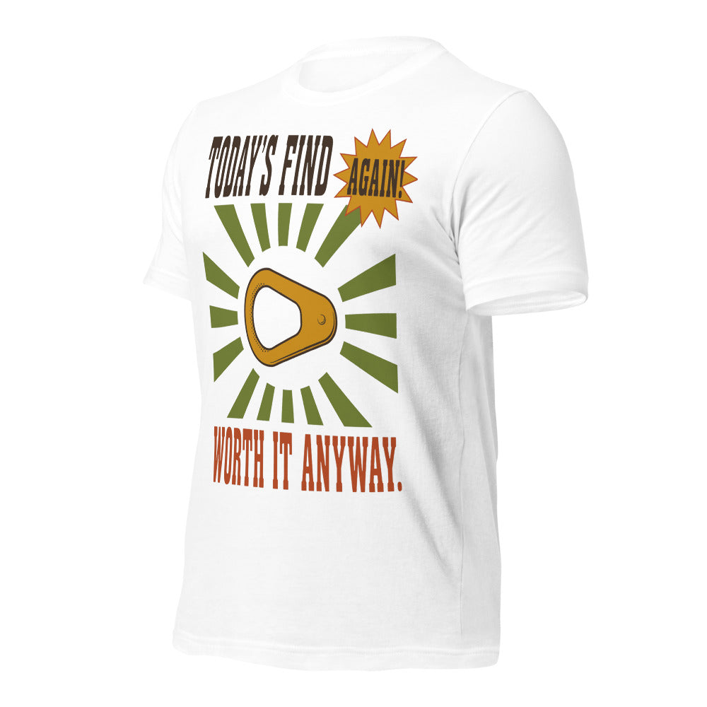 Today's Find pull tab retro metal detecting tee — White, front-right