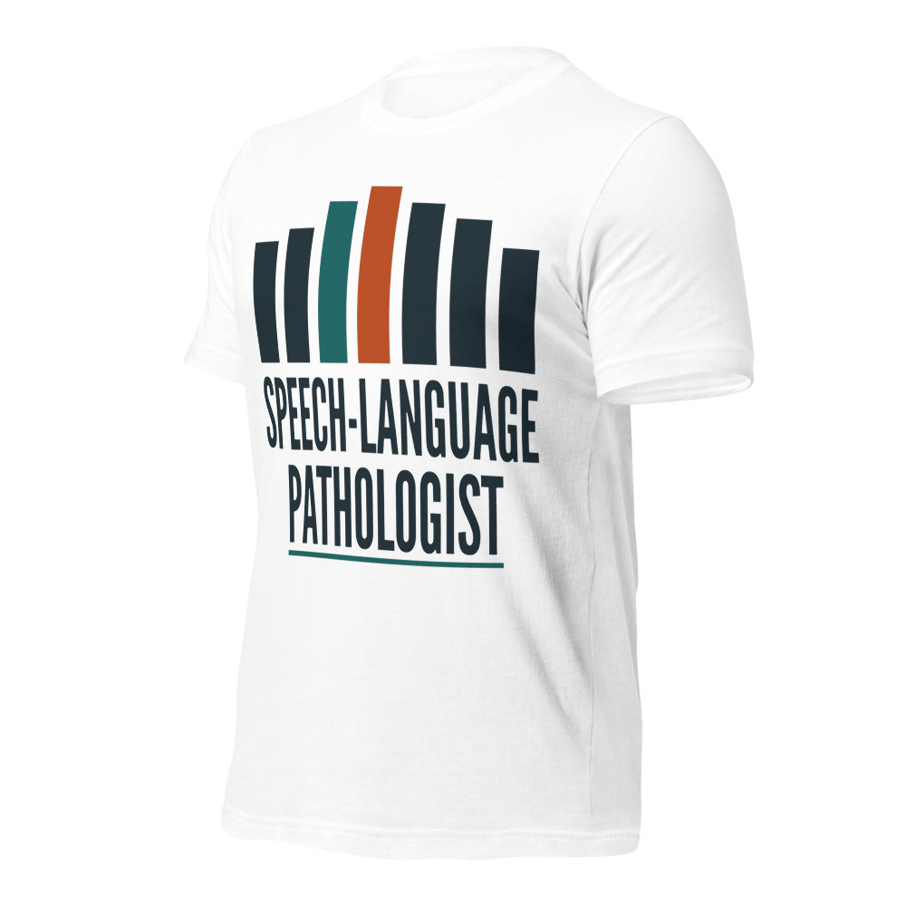 Mid-Century Clinic speech therapy tee — White, front-right