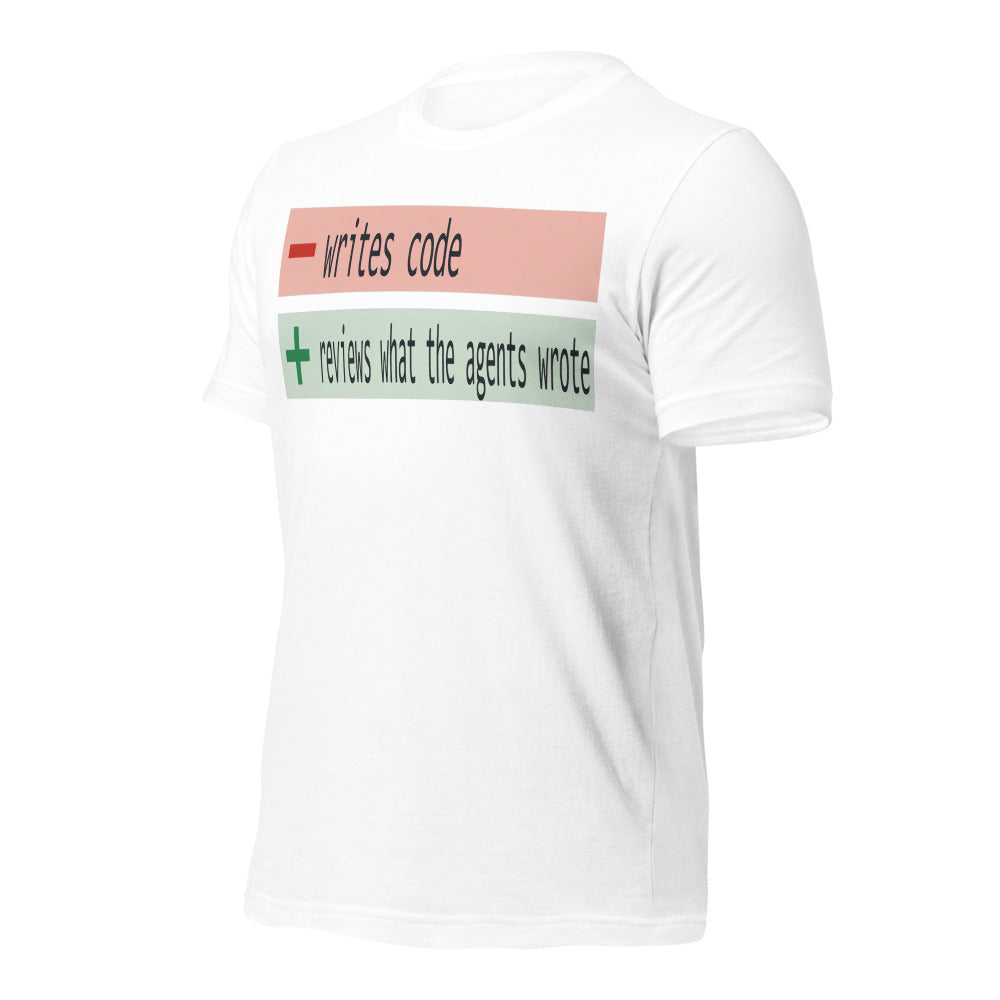 The Diff agentic AI engineer tee — White, front-right