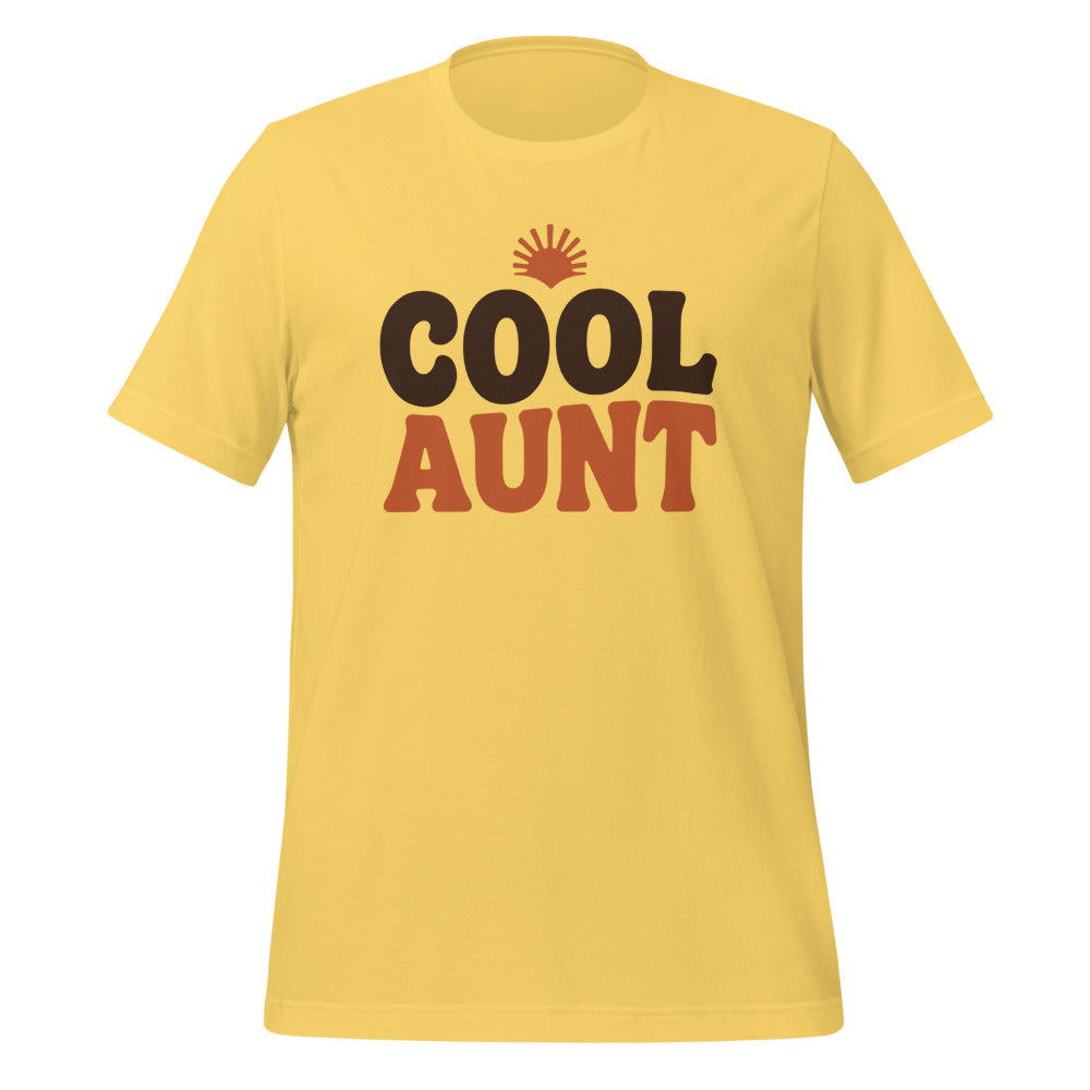 Cool Aunt retro groovy aunt tee — Yellow, front