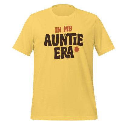 In My Auntie Era retro groovy aunt tee — Yellow, front