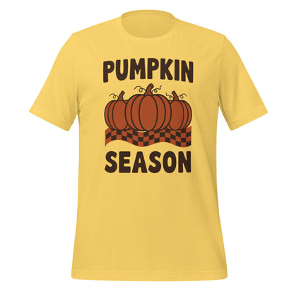 Pumpkin Season retro 70s fall t-shirt — Yellow, front