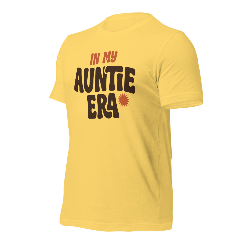 In My Auntie Era retro groovy aunt tee — Yellow, front-right