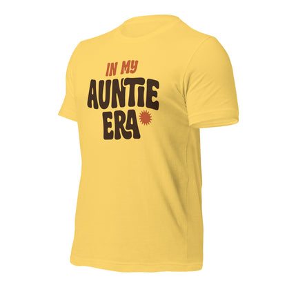 In My Auntie Era retro groovy aunt tee — Yellow, front-right