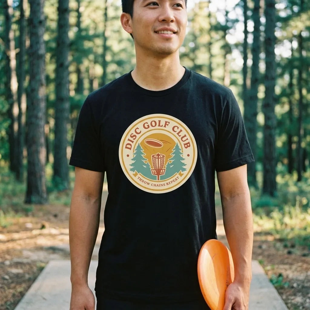 Disc Golf Club retro badge tee — lifestyle