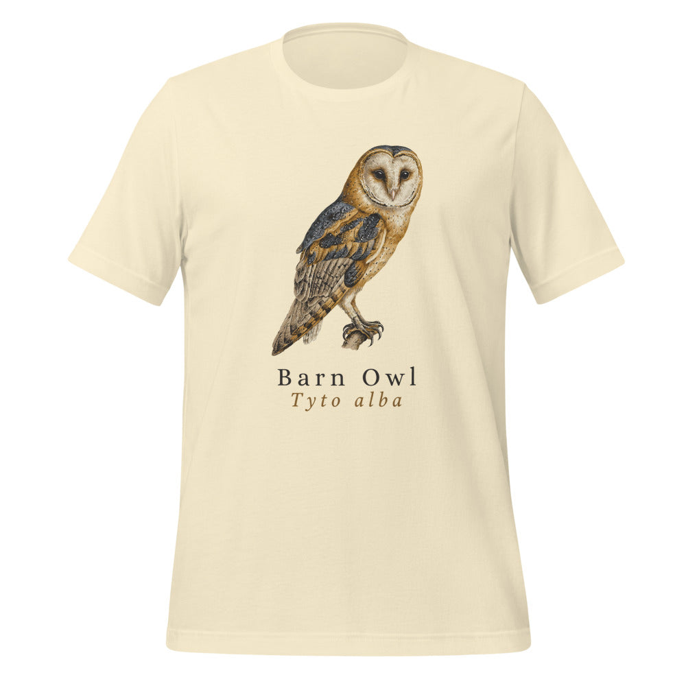 Barn Owl vintage field-guide tee — Natural, front