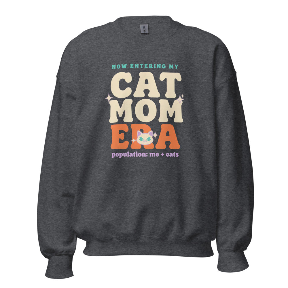 Cat Mom Era retro Y2K crewneck sweatshirt — Dark Heather, front