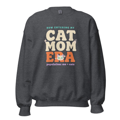 Cat Mom Era retro Y2K crewneck sweatshirt — Dark Heather, front