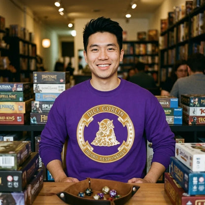 Dice Goblin Hoard Responsibly tabletop RPG crewneck sweatshirt — lifestyle