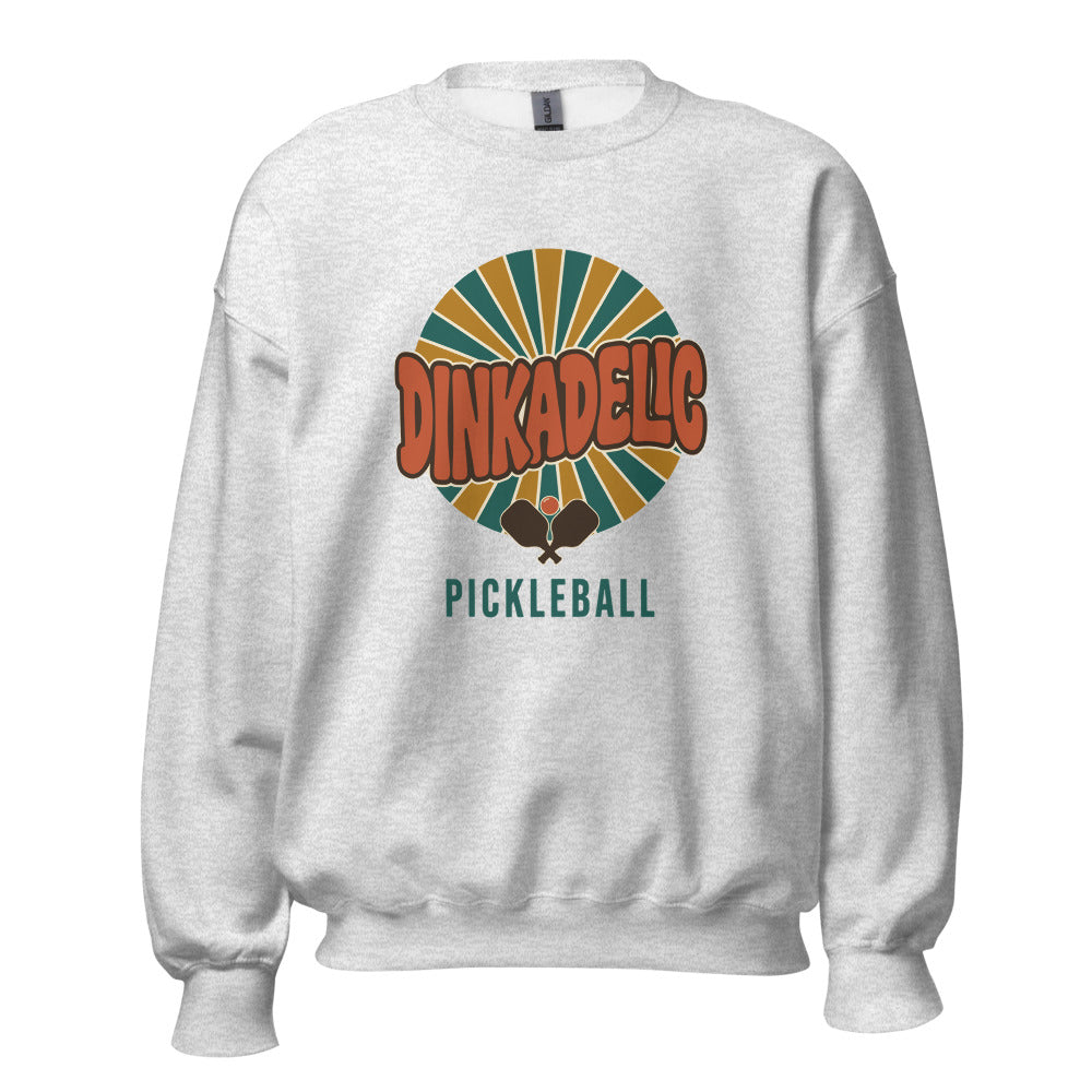 Ash Dinkadelic retro 70s pickleball crewneck sweatshirt ghost front