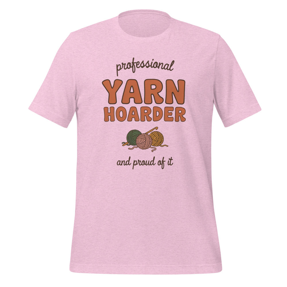 Professional Yarn Hoarder crochet cottagecore tee — Heather Prism Lilac, front