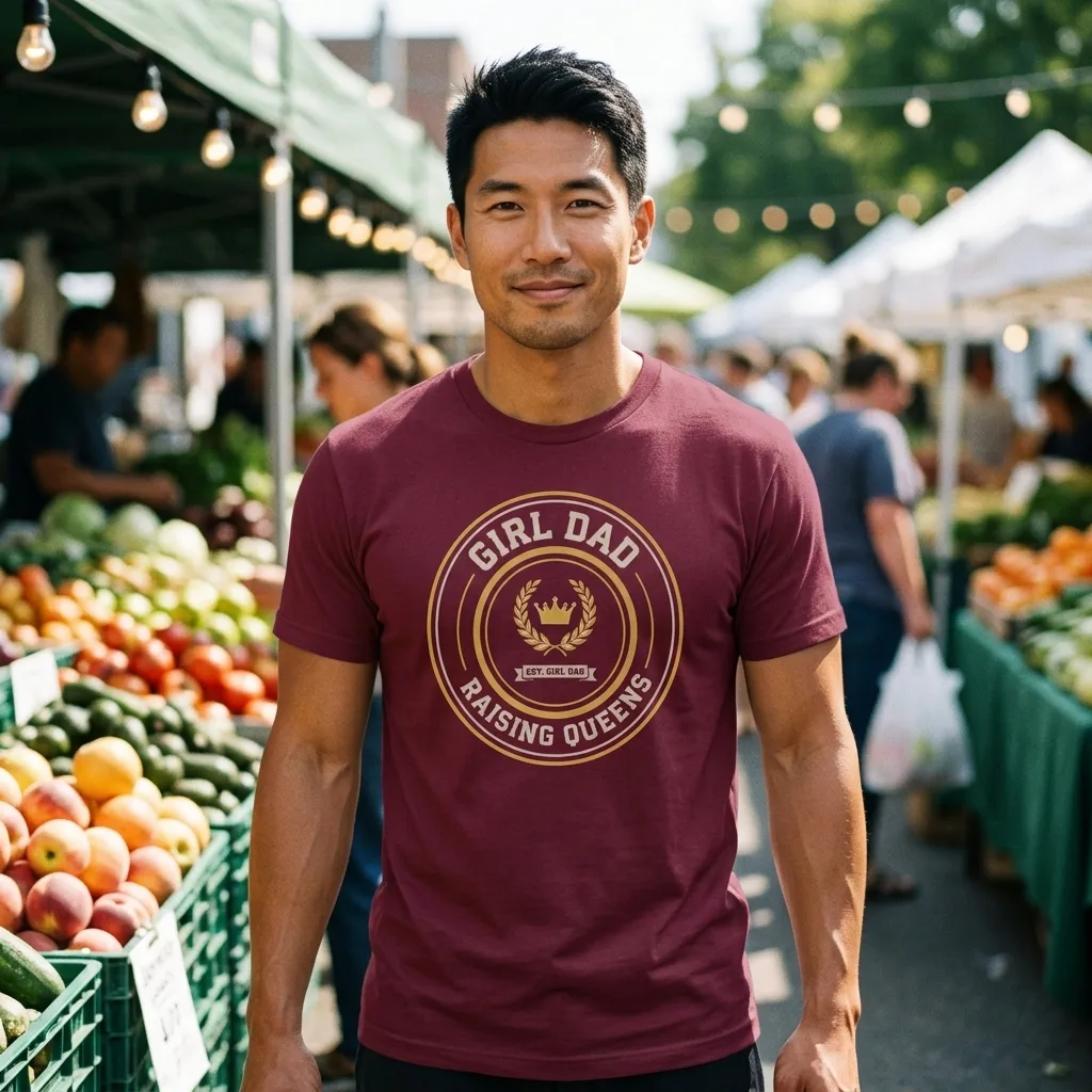 Girl Dad Raising Queens crest tee — lifestyle