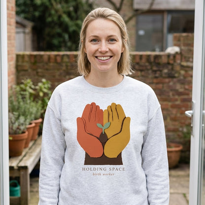 Holding Space birth worker crewneck sweatshirt — lifestyle